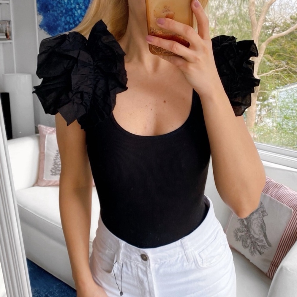 BNWT ZARA BUTTERFLIES BLACK BODYSUIT SZ SMALL